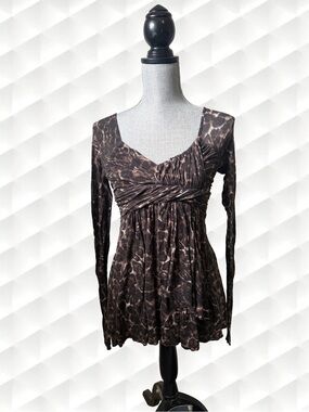BAILEY44 Quiet Luxury Designer Cheetah Long-Sleeve Empire Top